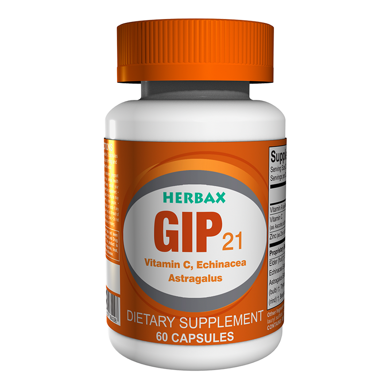 GIP 21- Flu Assistant| Immune Support | Vitamin C, Echinacea, & Astragalus- 60 Capsules